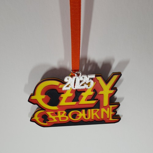 3D Printed Ozzie Osbourne Christmas Ornament | Silver 2025 charm - Picture 5 of 6