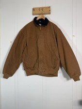 Vintage Carhartt Santa Fe J14 BRN Brown Canvas Bomber Jacket Quilt Lined Mens L