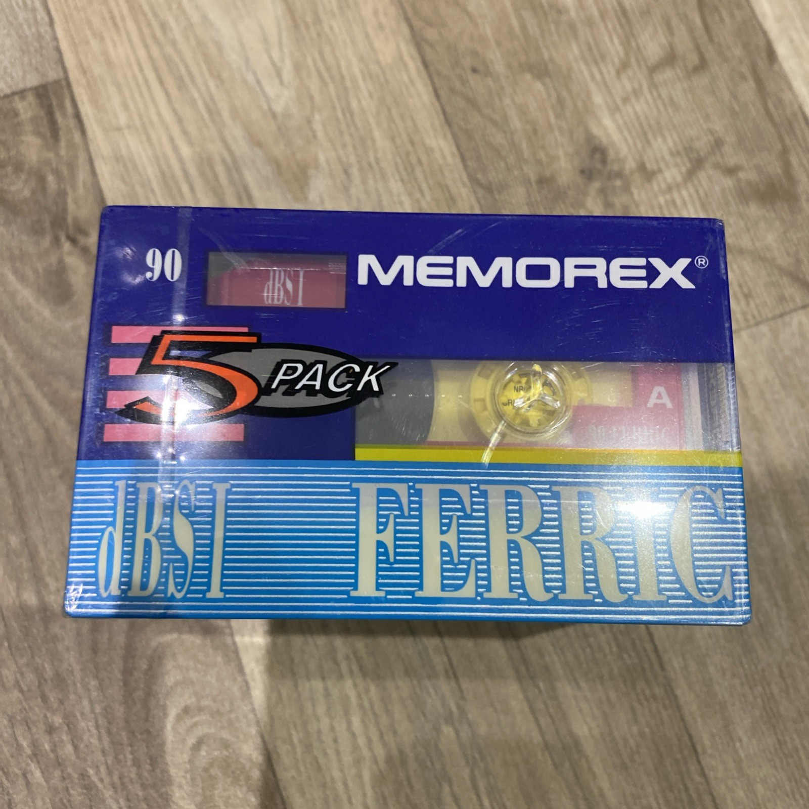 5 x MEMOREX DBS1 Ferric 90 Min Blank New Sealed Audio Cassette Tape Retro Colour