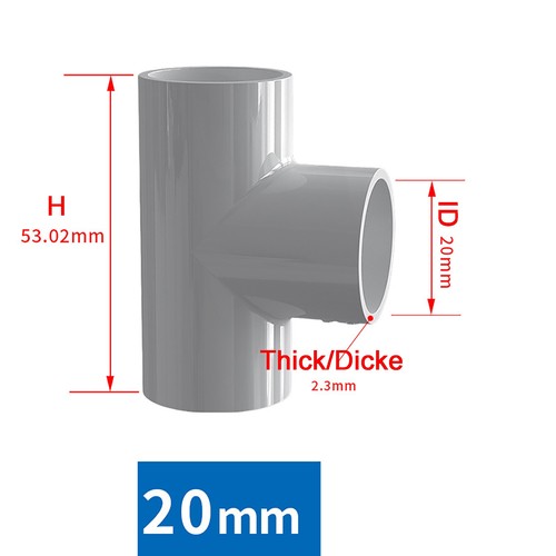 PVC T Typ Winkel - Rohrverbinder Universal Wasserrohrbogen weiß / blau / grau - Bild 10 von 41