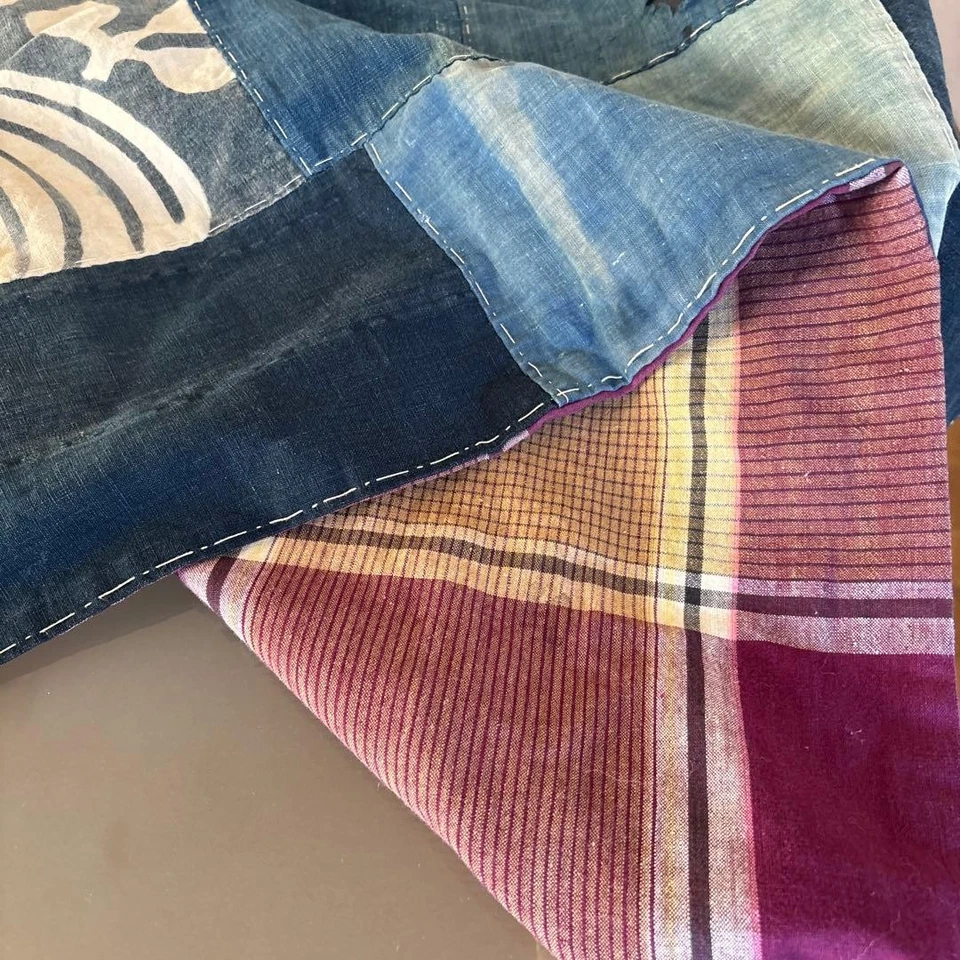 Tapiz índigo japonés BORO de colección Aizoma retazos colgante de pared Wabi Sabi Foto 3 de 4