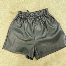 Mini Molly by Molly Bracken, Black Faux Leather High Waist Shorts, size 14Y