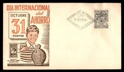 Mayfairstamps Argentina FDC 1944 Natl Postal Savings Bank Boy Piggy Bank First D
