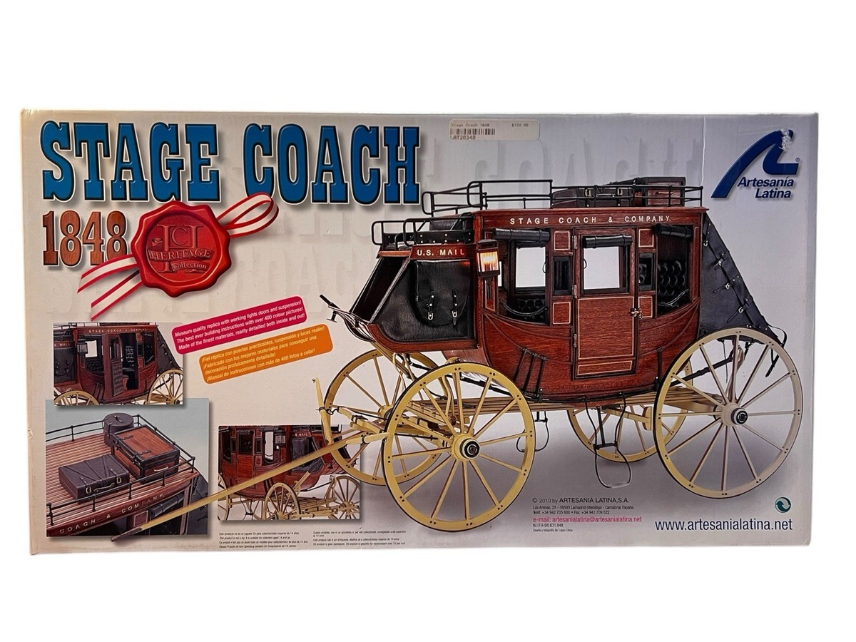 模型製作用品 STAGE COACH  Heritage : Diligence 1848 Stagecoach 1848 Wooden Model Kit for Building. At 1:10 Scale