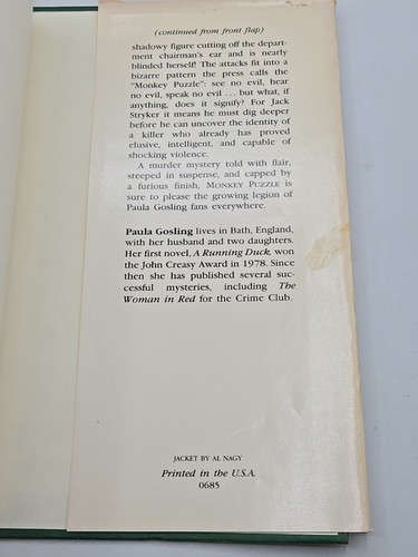 MONKEY PUZZLE By Paula Gosling - Hardcover Dust Jacket 1985 1st Edition - Picture 7 of 18