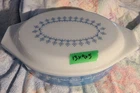 Vintage Pyrex Blue Snowflake Garland Oval 2.5 QT Casserole Dish with Lid #45 EUC