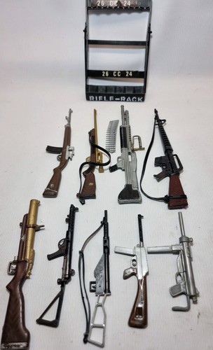 Vintage Action Man Gun Rack & Joblot 9 Weapons Palitoy Hasbro