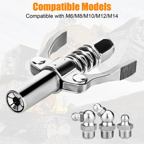 Grease Gun Coupler Double Handle High Pressure Quick Release Lock Oil Nozzles - Picture 6 of 8