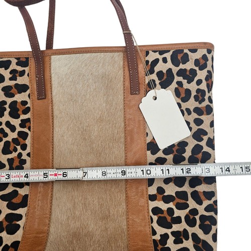 Handcrafted Leather & Cowhide Boho Leopard Print Western Shoulder Tote Bag New - Picture 21 of 23