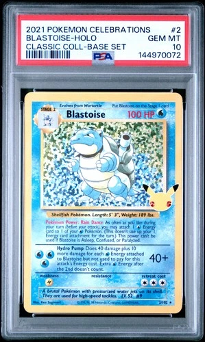 2021 POKEMON CELEBRATIONS CLASSIC COLL #2 BLASTOISE-HOLO PSA 10