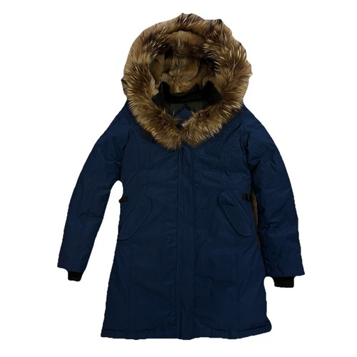 ARCTIC NORTH 40° BLUE PUFFER JACKET COAT LONG SZ WOMENS S FUR HOOD H18