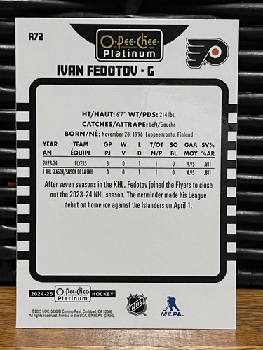 2024-25 O-Pee-Chee Platinum - R72 Ivan Fedotov - Retro Rookie - Picture 2 of 2