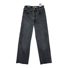 Levi  s Ribcage Straight Ankle Jeans Women  s 24 High Rise Button Fly Gray Black