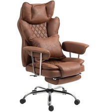 HOMCOM Office Chair, High Back Leathaire Desk Chair for Home, Brown