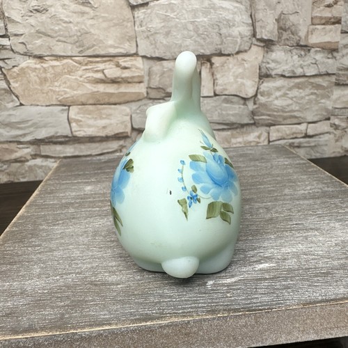 Vintage Fenton Pudding grün blau Glas 3" Hase handbemalt signiert von Janet S. - Bild 4 von 7