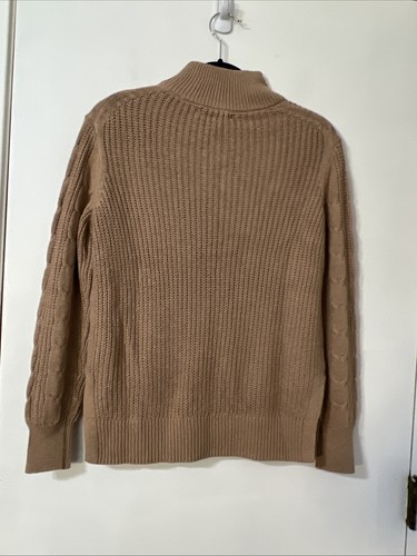 Banana Republic Cable Knit Sweater Womens  XS Turtleneck Brown Cotton Blend NWT - Picture 2 of 6