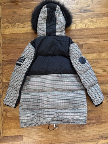 boohoo Winter Coat Men Plaid Hooded Parka Heavy Size L PtP 25” - Picture 12 of 15