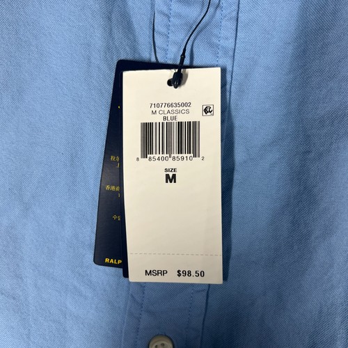 Ralph Lauren Shirt Mens Medium Blue Button Down Classic Fit Preppy Pony Logo NEW - Picture 6 of 12