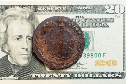 Russia Russian Empire 5 kopeck 1765 EM Copper Coin Catherine II #9722 - Picture 4 of 4