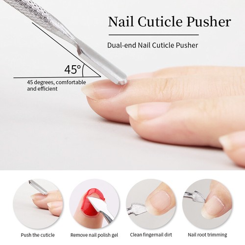 Cuticle Pusher Remover Spoon Cut Stainless Steel Decors Pedicure Nail Art Tool