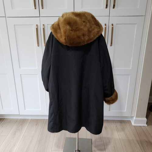Roaman's Faux Fur Reversible Coat Women 3X Black Brown Trench Mob Wife Plus Size - Picture 4 of 10