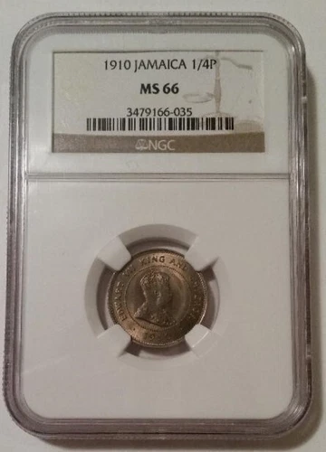 Jamaica Edward VII 1910 1/4 Penny Farthing MS66 NGC