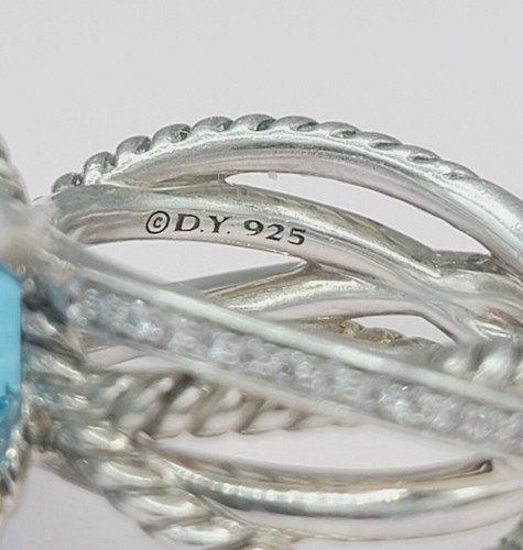 David Yurman Cable Wrap Ring With Blue Topaz And Diamonds - Picture 10 of 10