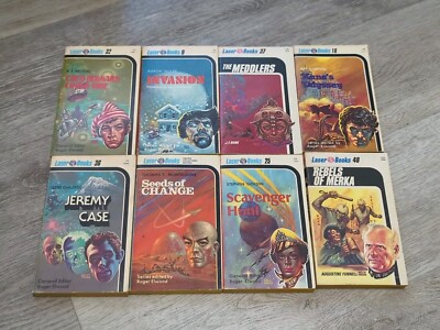 8 Vintage Laser Books Sci-fi Paperbacks. One Signed.
