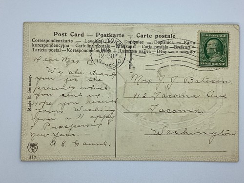 Postcard Happy New Year Embossed Anvil Horseshoes H105 - Imagen 2 de 2