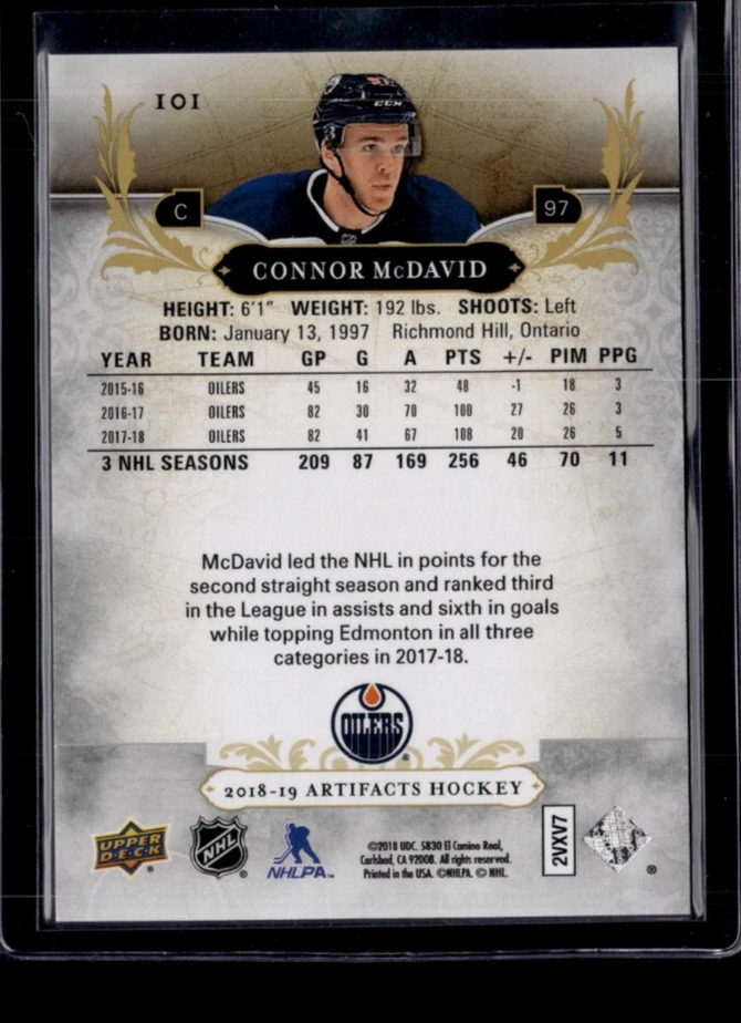 2018-19 Upper Deck Artifacts #101 Connor Mcdavid /699 Silver Oilers - Image 2 of 2