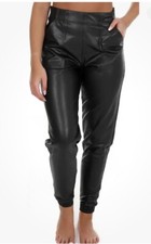 SPANX  NWOT $168 Black Vegan Leather Joggers Size S