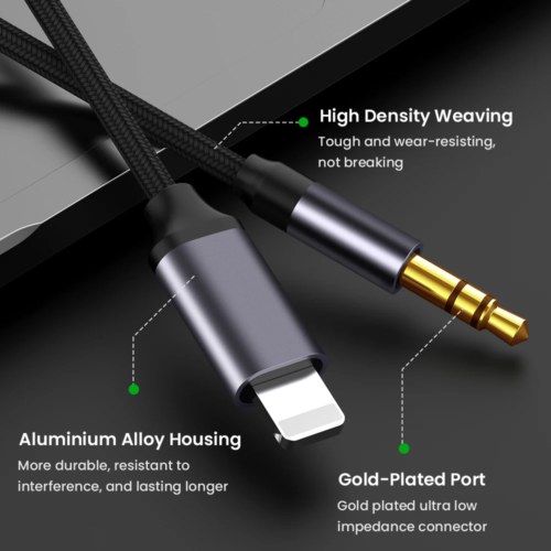 Cavo adattatore jack AUX 3,5 mm per auto musica audio per iPhone 13 12 11 7 8 X XS XR - Foto 4 di 8