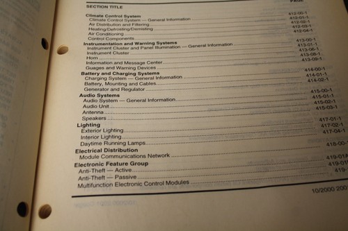 Ford 2001 Cougar Volume 2 Workshop Manual Electrical, Body & Paint - Picture 3 of 9