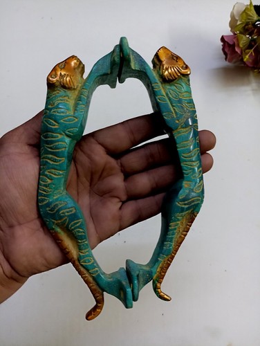 Patina Panther Shape Pull Set Brass Wild Jaguar Door Handle Hardware Decor AJ223 - Picture 12 of 12