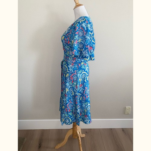 J. McLaughlin Bells Beach Neo Sanibel Wrap Dress Modal/Silk Blue Size Small - Picture 2 of 5
