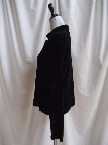 Field Manor Size M Long Sleeve Button Front Sweater Black Velour - Picture 3 of 7