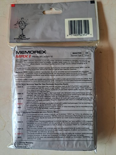 Memorex MRXI 90 Audio Premium Cassette Tape 2 Pack SEALED Vintage New Deadstock - Picture 4 of 4