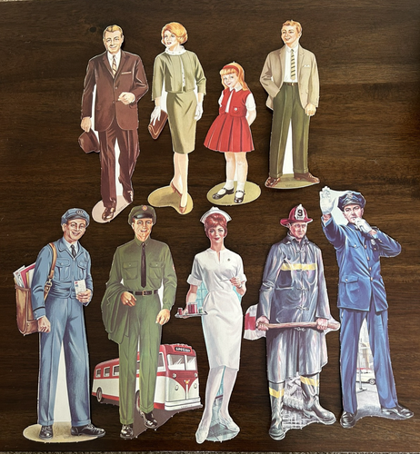 Vtg Lot Eureka 64’ Die Cut School Teachers Aid Jobs Nurse Police Fireman Family - 第 1/3 張圖片
