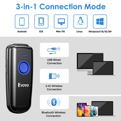 Eyoyo QR Code Barcode Scanner Bluetooth Wireless 2D Cordless Code Scanner for PC - Picture 6 of 27