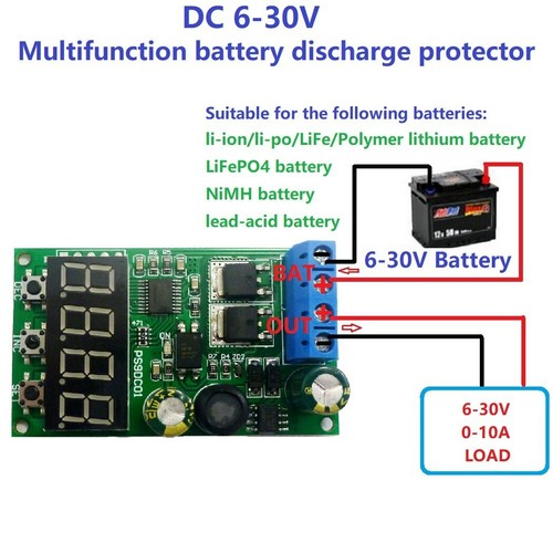 10A DC 6-30V Multipurpose Battery Discharge Protector Module for Lead-acid UPS - Picture 2 of 11