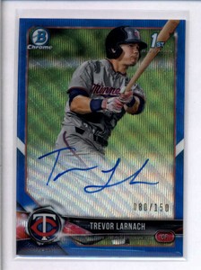 TREVOR-LARNACH-2018-BOWMAN-CHROME-ROOKIE-BLUE-WAVE-REFRACTOR-AUTO-080-150-K7351