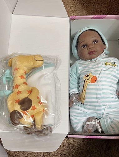 Reborn Baby Dolls Black African American 22 In Biracial Newborn Giraffe Gift Set - Foto 7 di 10