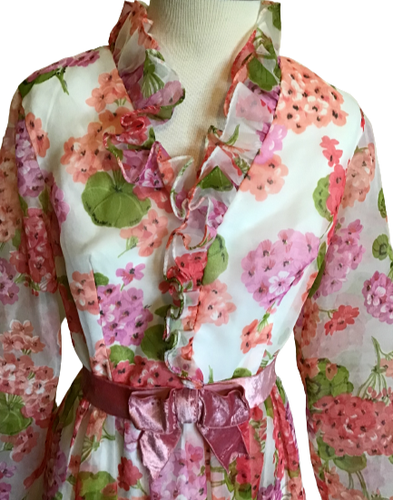 Miss Elliette Hostess Maxi Dress Size 12 Pink Romantic Ruffles Floral Feminine - Picture 3 of 11