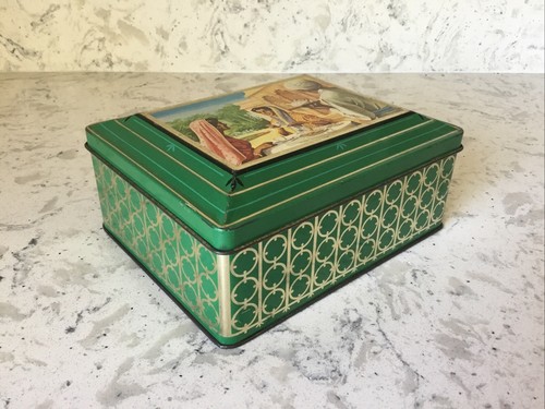 Assam Tee grün rechteckig Dose Vintage 1958-60 6,25" breit x 5" lang x 2,58" T - Bild 3 von 4