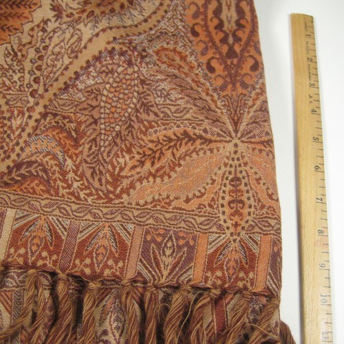 Shingora Womens Wool Blend Scarf Woven Shawl Wrap Brown 53 x 71 inch MOTH HOLES - Picture 6 of 9