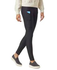 Women's HUE Active Out  About High-Waist Stretch Knit Leggings Size Med Black