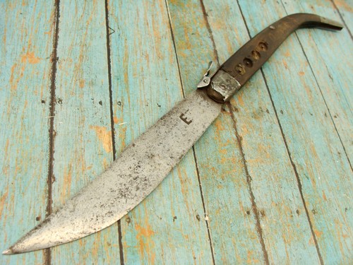 BIG ANTIQUE SPANISH MEXICAN NAVAJA FOLDING SHEPHERDS BOWIE CLASP KNIFE KNIVES - Picture 4 of 13