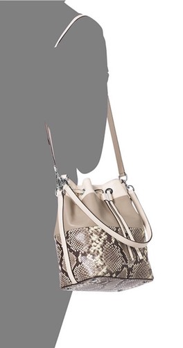 NEW! MICHAEL Michael Kors Dottie Embossed-Python/Leather Large Bucket Bag* - Picture 4 of 7
