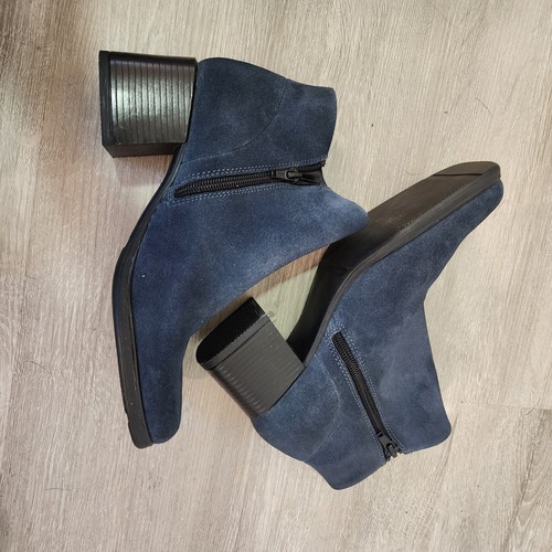 WHITE MT blue suede leather zip boots - size 6.5 M (3297/diamond) - Picture 3 of 9