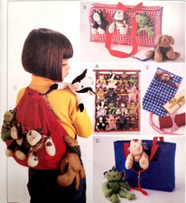 UC McCalls 9050 Sew Pattern Beanie Baby Tote Bag Backpack Carrier Sleeping Bag
